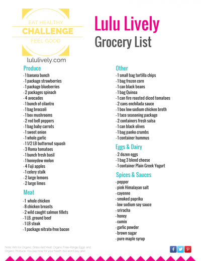 Lulu Lively Grocery List